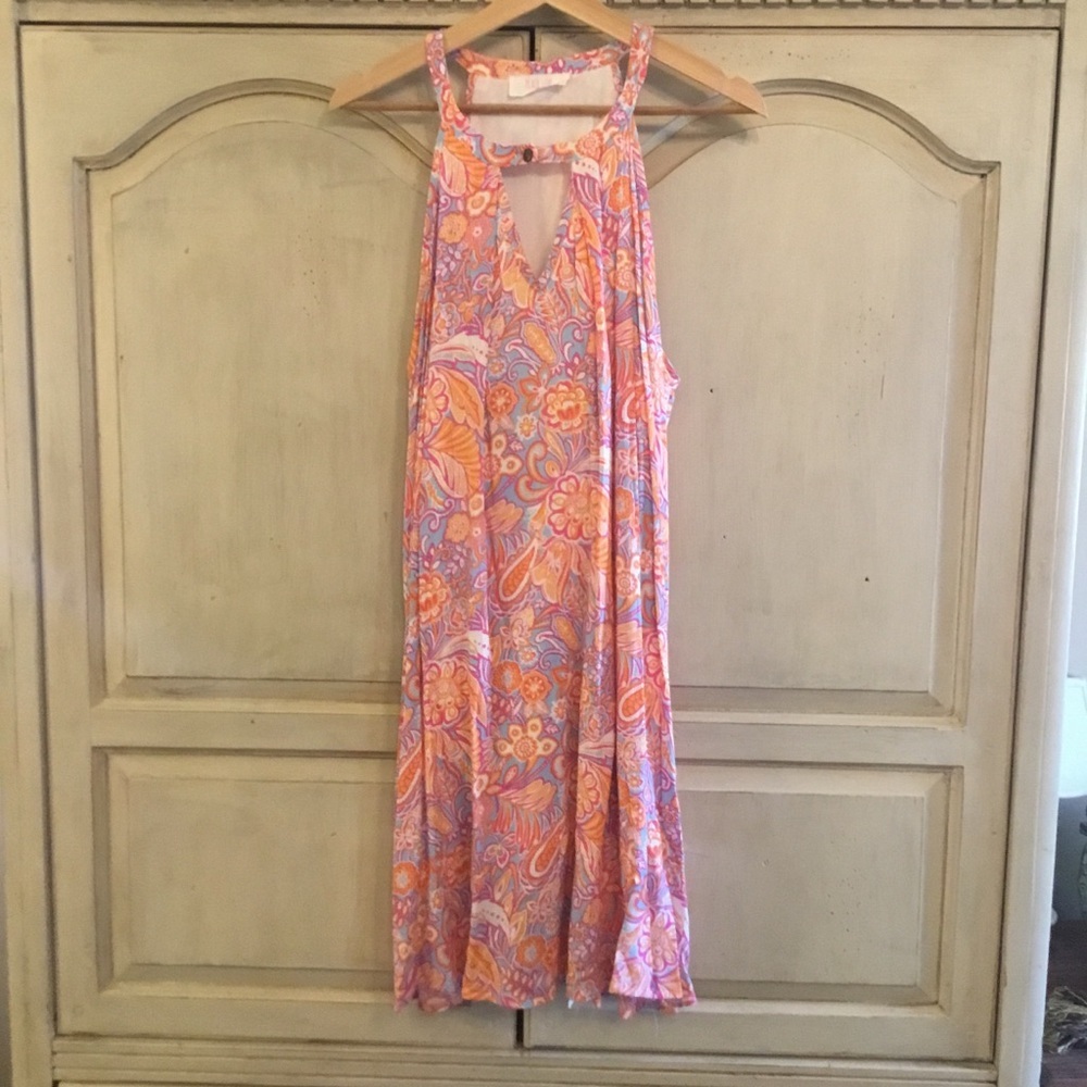 Peach Love Women’s Floral Halter Dress Size L